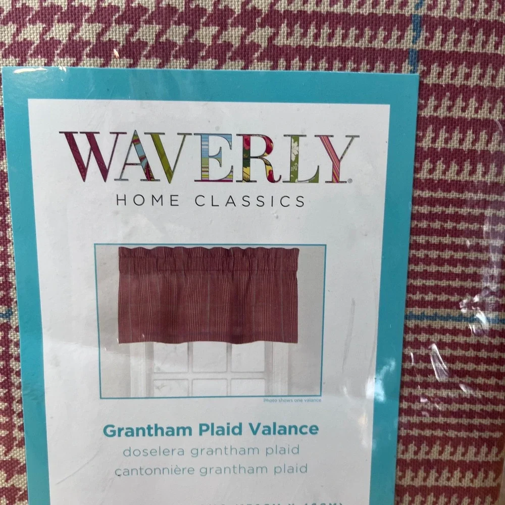 Waverly Home Classics Grantham Plaid Rose Hip Straight Valance 52x18 Cotton NEW